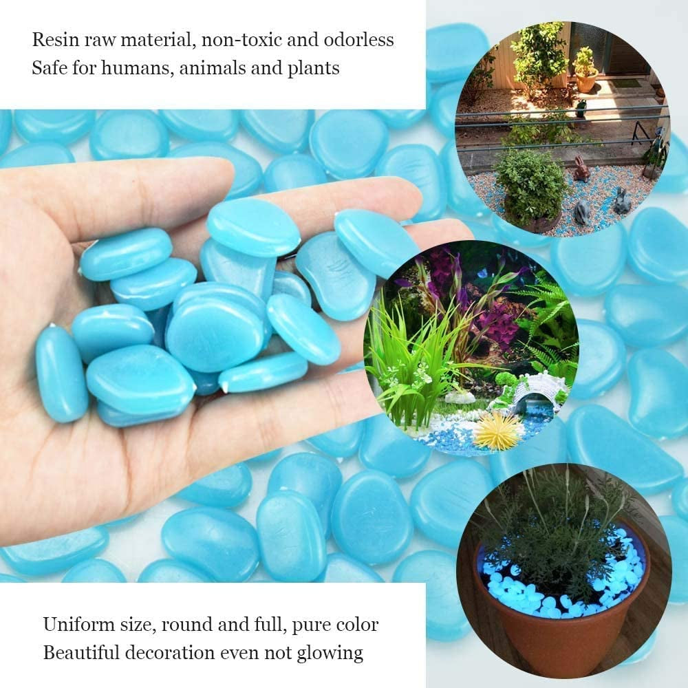 25/50/100Pcs Glow in the Dark Pebbles for Gardens, Outdoor walkways, fish tanks, plants, decoration